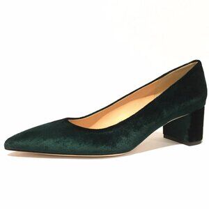 J. Crew Avery Forest Green Velvet Pointed Toe Block Heels 9.5